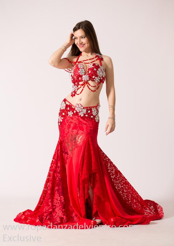 Costume De Danse Du Ventre Femme - Soutien-gorge Et Jupe à Paillettes Avec Foulard Frangé
